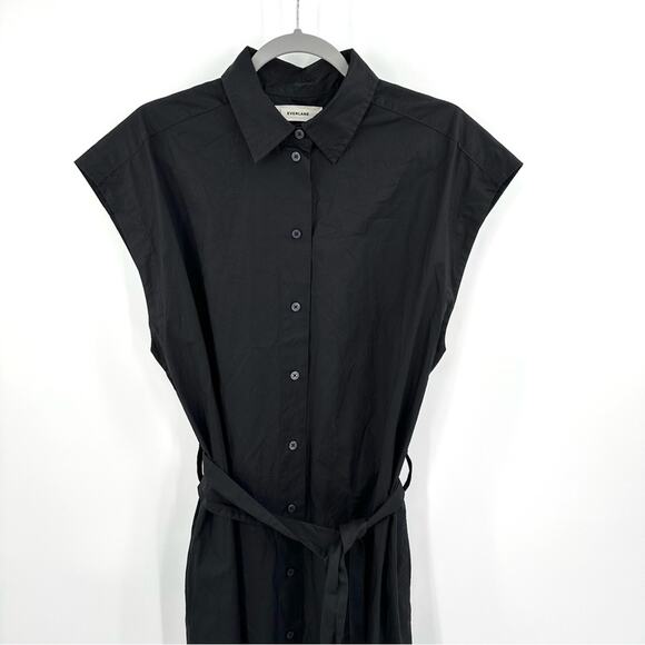 Everlane The Supima Cotton Short-Sleeve Shirt Dress in black Size 14 NWOT - Picture 3 of 11